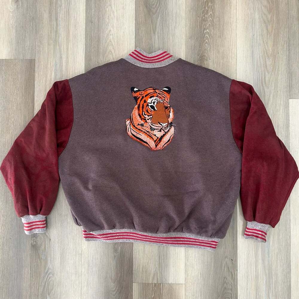 West Ark Varsity Jacket Size XL Brown Red Tiger Embroidered Letterman
